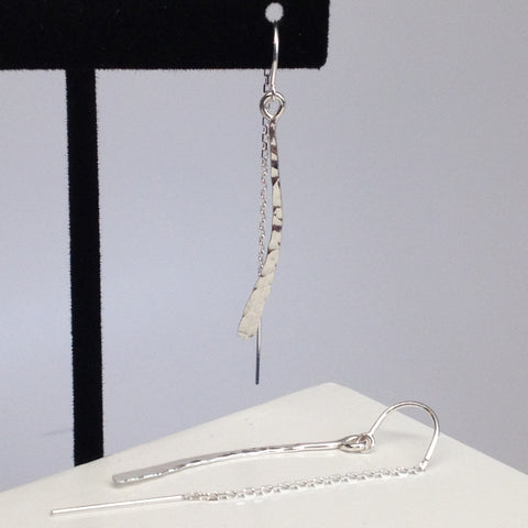 Sterling Silver Hammered Curve Ear Threads