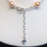 JELLY BEAN Genuine Freshwater Pearl Interlocking Heart Necklace