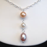 TRIO 16"-18" Multi-color Freshwater Pearl Interlocking Heart Necklace