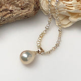 Japanese Akoya Keshi Pearl Necklace & Metallic Champagne Peach Chinese Freshwater Pearl Pendant, 14K Gold