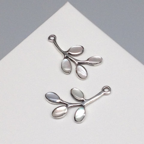 Mother of Pearl Leaf Vine Earring Jackets, Sterling Silver