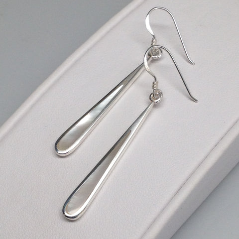 Mother of Pearl Long Drop Sterling Silver Earrings