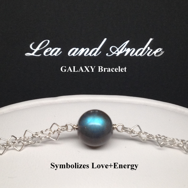 GALAXY Labradorite Double Interlocking Heart Link Bracelet