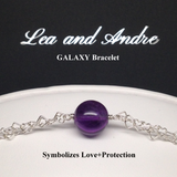 Brazilian Amethyst GALAXY Double Interlocking Heart Link Bracelet