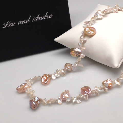 FLOWER PETALS Keshi Pearl Sterling Silver Necklace